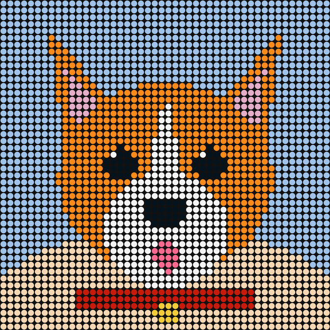 A corgi portrait made from colorful round brick tiles